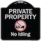 Signmission Designer Series-Private Property No Idling With Graphic, 18" H, BS-1818-9775 A-DES-BS-1818-9775 - alternate 1